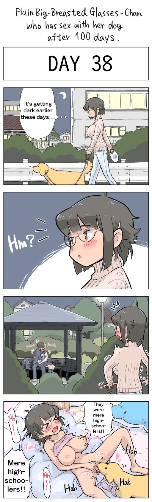 Plain Big-Breasted Glasses-Chan who has sex with her dog after 100 days page 38