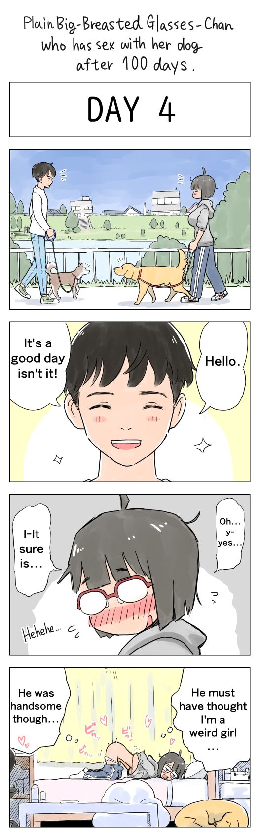 Plain Big-Breasted Glasses-Chan who has sex with her dog after 100 days page 4