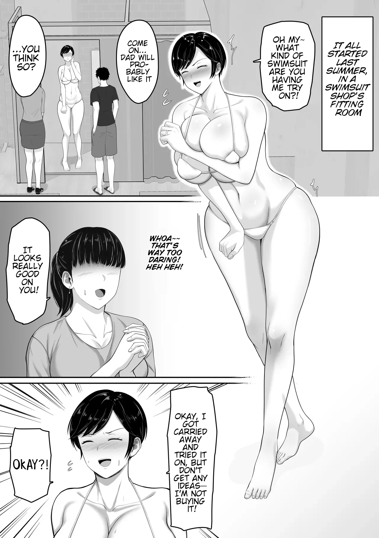 Sexless no Kyonyuu Haha ni Nori de Kisaseta Mizugi ga Erosugita node Chichi no Kawari ni Chinpo Iretara Mainichi Nori de Nakadashi Sasetekureru You ni Natta Hanashi page 8
