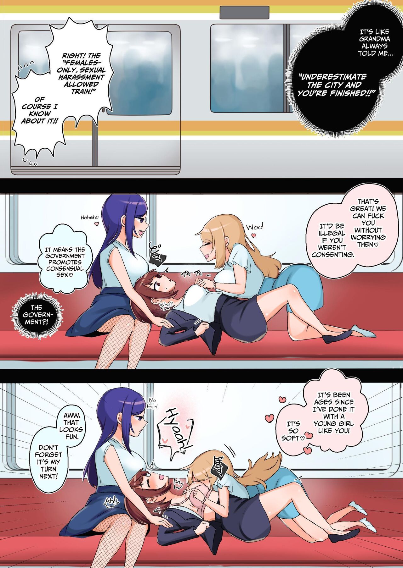 Sexual Harassment OK! Women-only Groping Carriage ~Rookie OL's Lesbian Corruption~ page 4