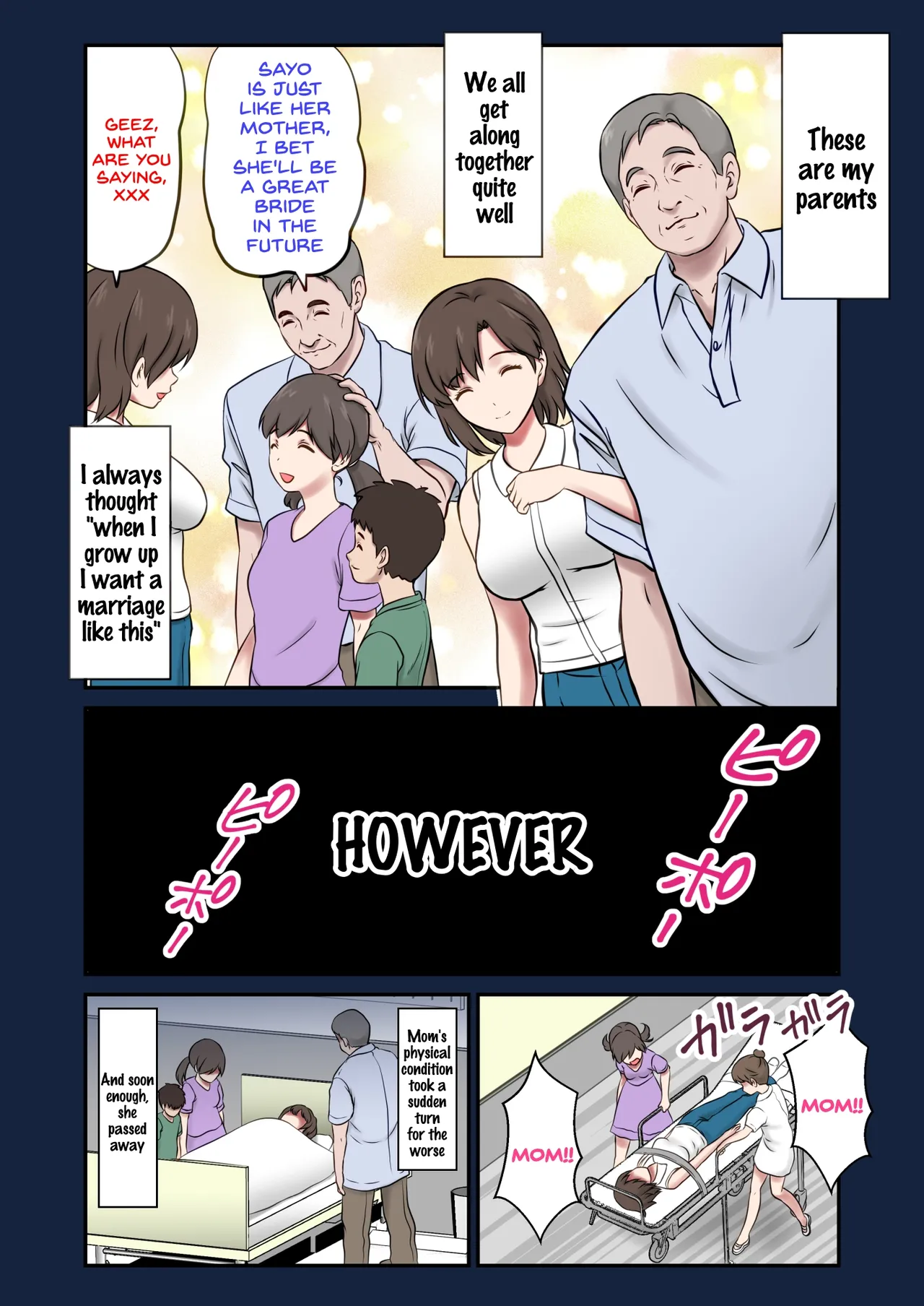 Substitute Wife - Daughter embraced by father in place of absent mother page 2