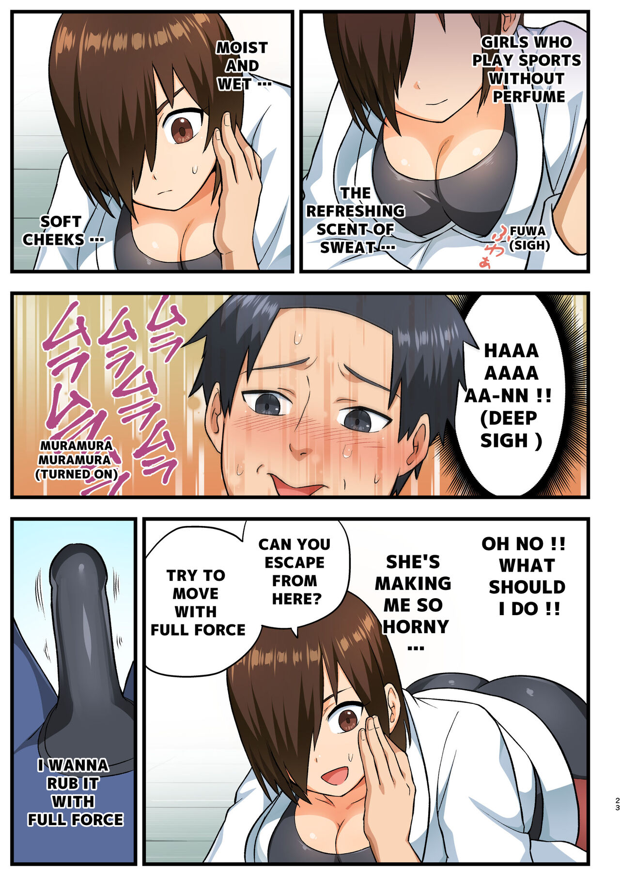 Tatakae! Yoshimura-san! 1 ~Otoko wa Full Bokki Oazuke NTR~ - FIGHT! YOSHIMURA-SAN! 1 - man with full erection on hold page 22
