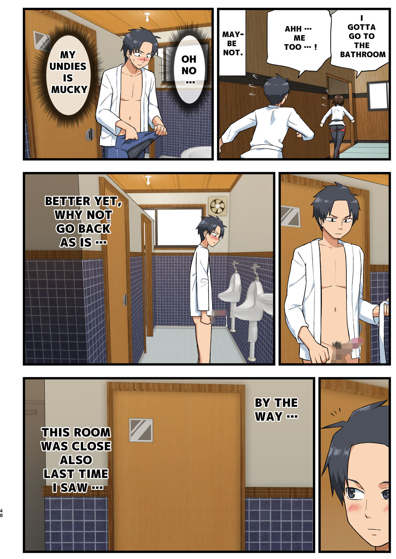 Tatakae! Yoshimura-san! 1 ~Otoko wa Full Bokki Oazuke NTR~ - FIGHT! YOSHIMURA-SAN! 1 - man with full erection on hold page 47