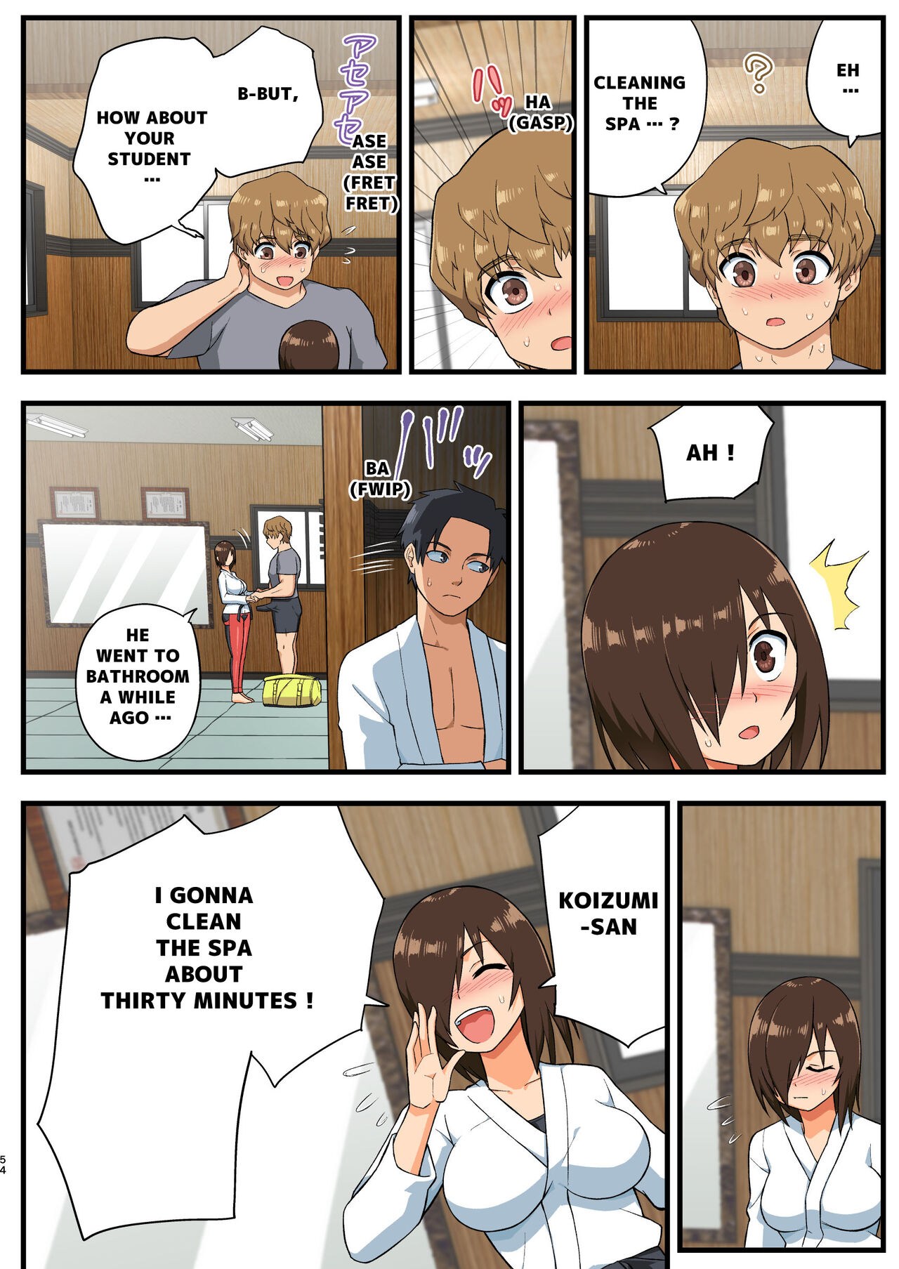 Tatakae! Yoshimura-san! 1 ~Otoko wa Full Bokki Oazuke NTR~ - FIGHT! YOSHIMURA-SAN! 1 - man with full erection on hold page 53