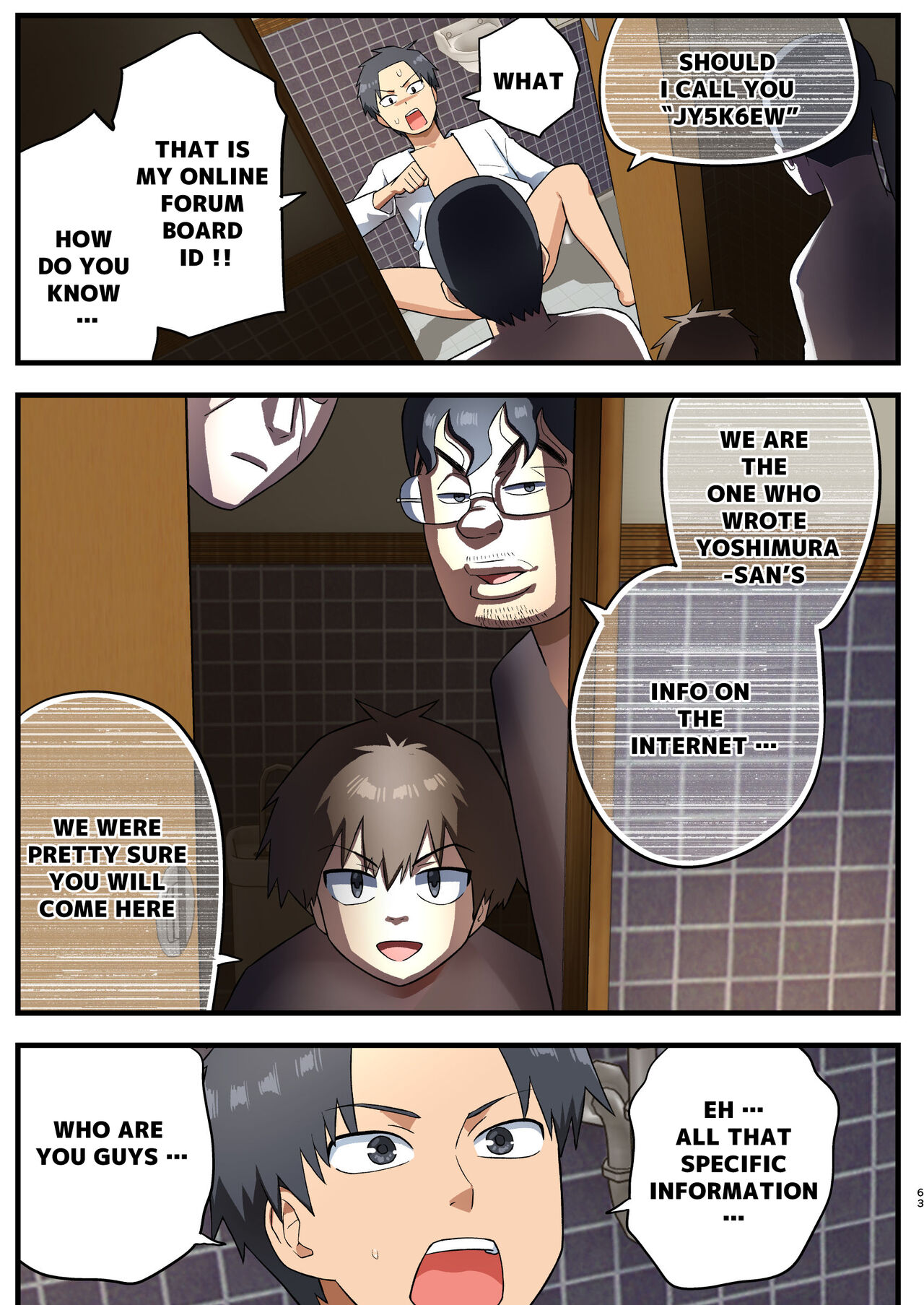 Tatakae! Yoshimura-san! 1 ~Otoko wa Full Bokki Oazuke NTR~ - FIGHT! YOSHIMURA-SAN! 1 - man with full erection on hold page 62