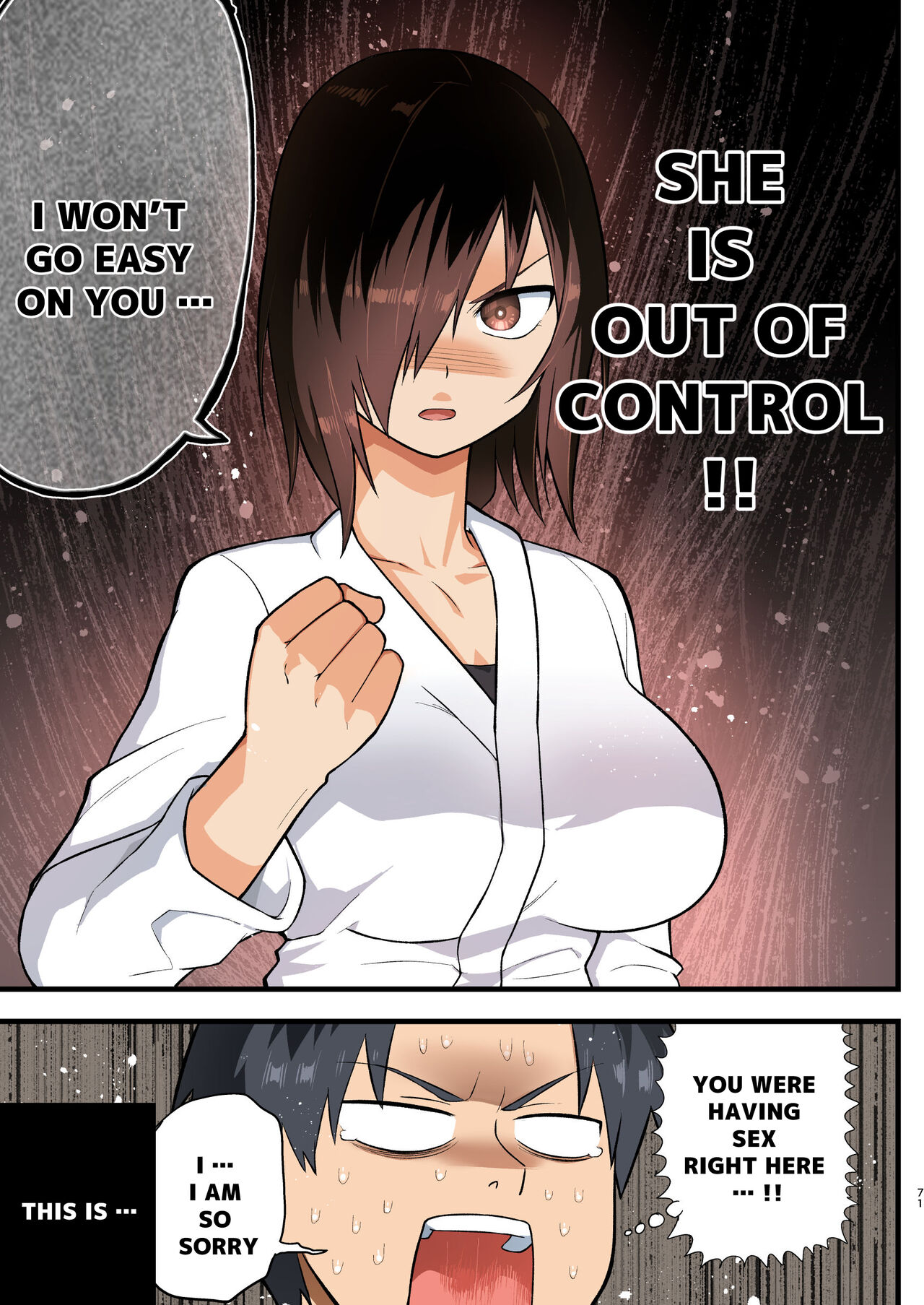 Tatakae! Yoshimura-san! 1 ~Otoko wa Full Bokki Oazuke NTR~ - FIGHT! YOSHIMURA-SAN! 1 - man with full erection on hold page 70