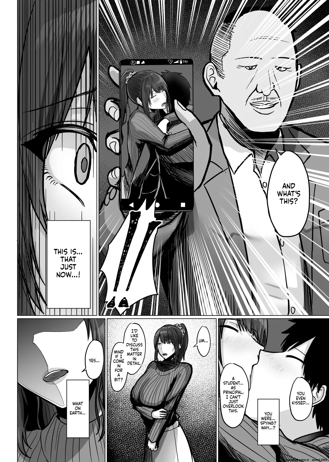 The story of how a busty, older teacher girlfriend gets seduced and cheated on by the principal with a huge penis. page 15