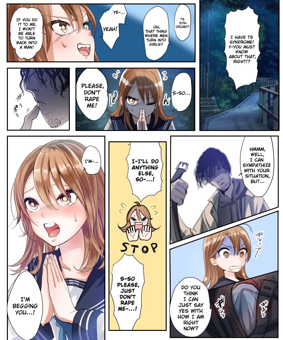 The Story of How a TS Girl That Won’t Be Able to Go Back to Being a Man if Fucked Is Assaulted by a Rapist and Desperately Flirts With Him in Order to Protect Her Virg... page 13