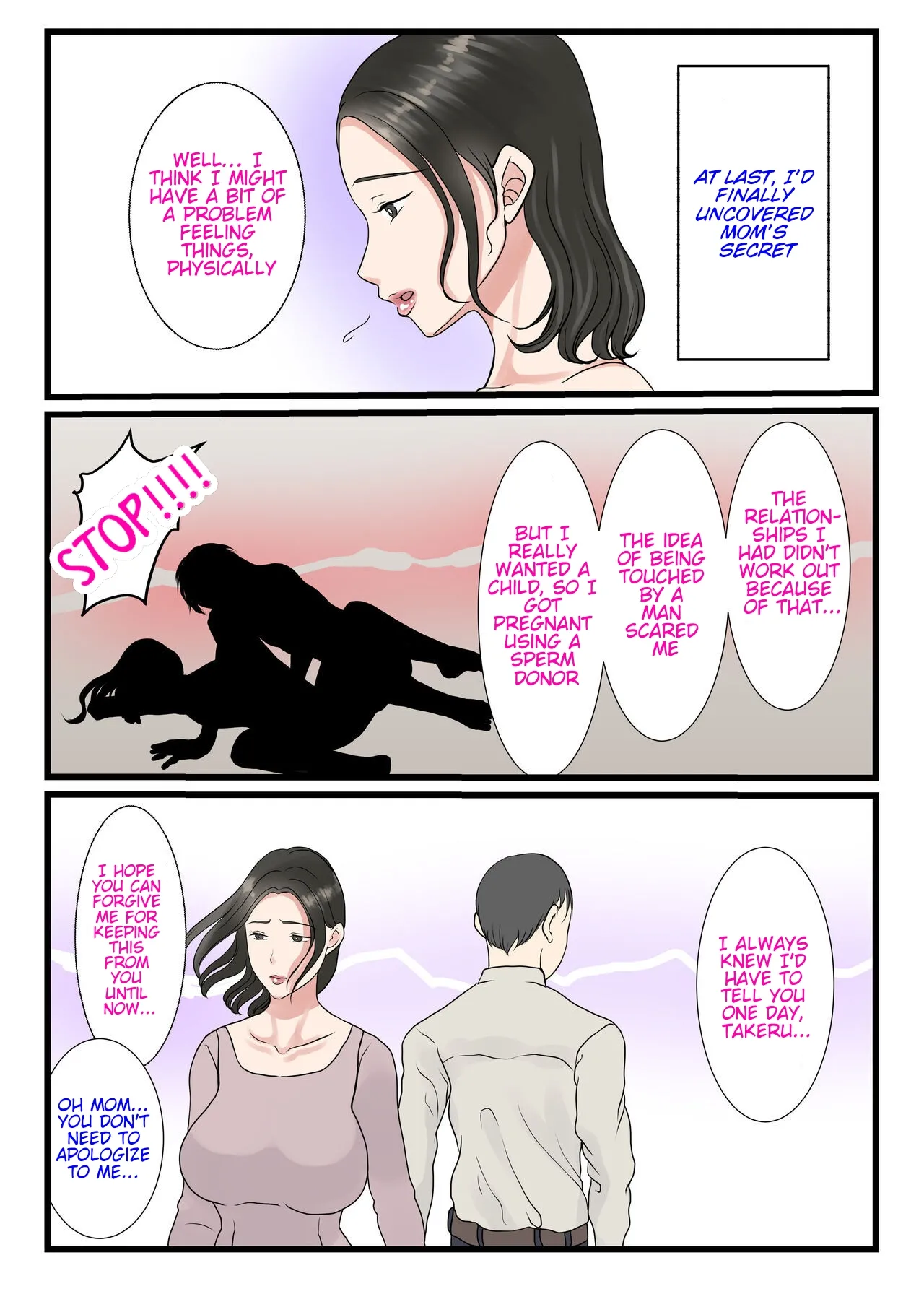 The story of how a virgin mother conceived a child with her son. page 12
