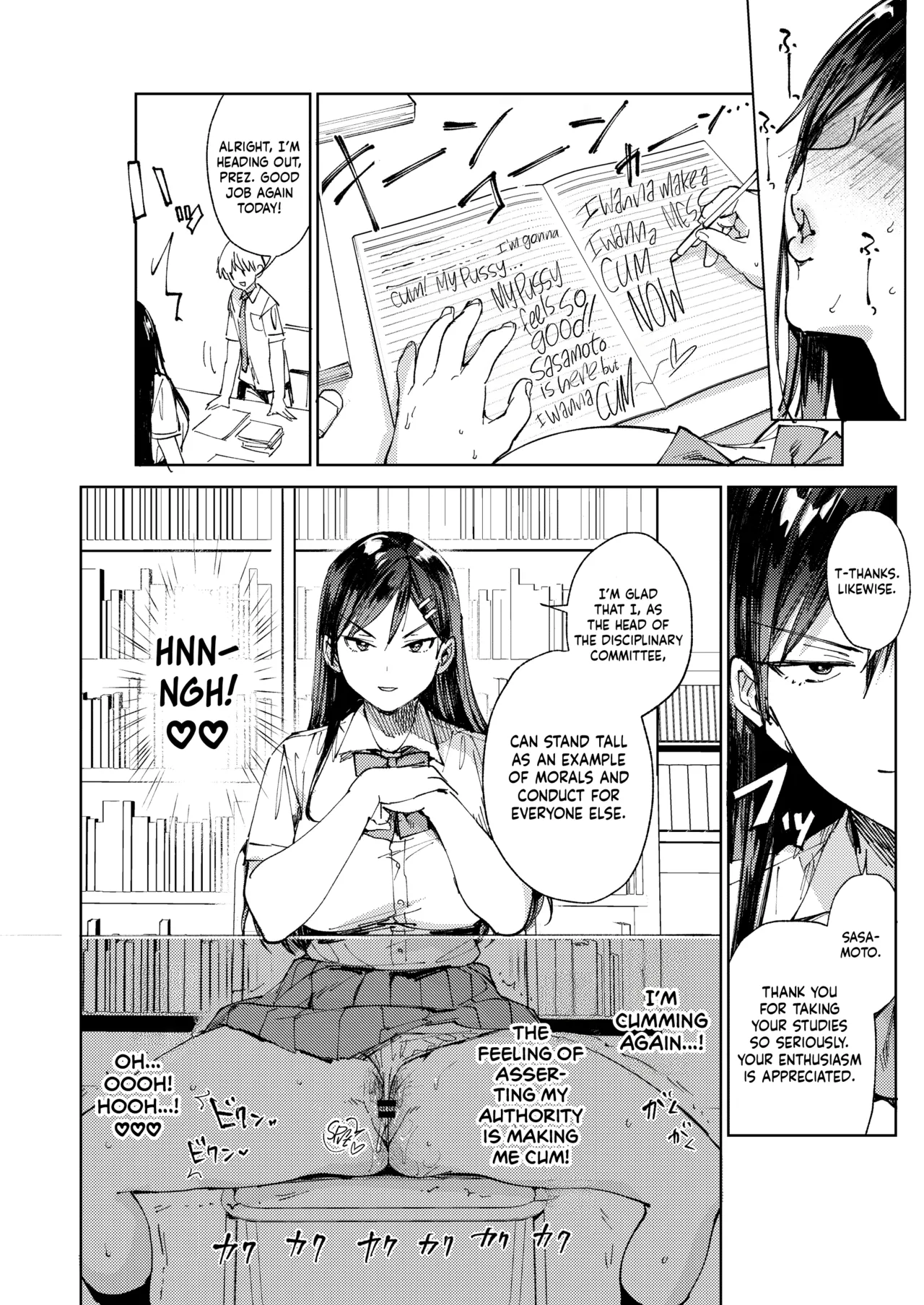 The Strict Head of the DIsciplinary Committee Just Can't Stop Masturbating at School! page 37