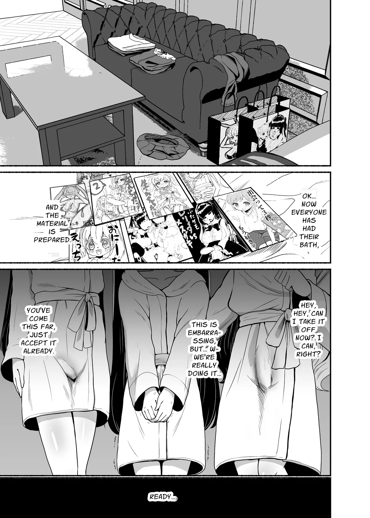 Three Dick Girls Jerked Off To Their Summer Comiket Loot, Fucked, And Then Did It Again page 10