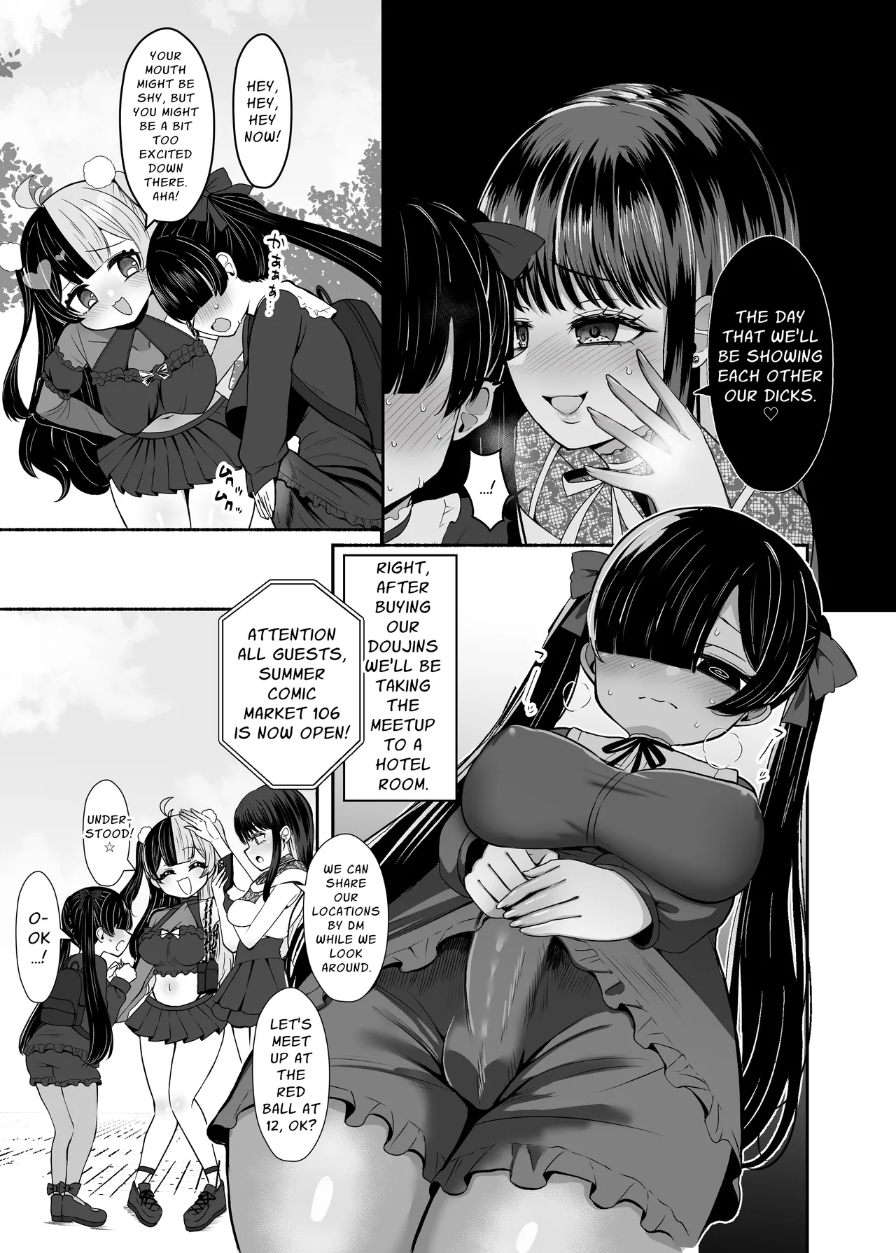 Three Dick Girls Jerked Off To Their Summer Comiket Loot, Fucked, And Then Did It Again page 6