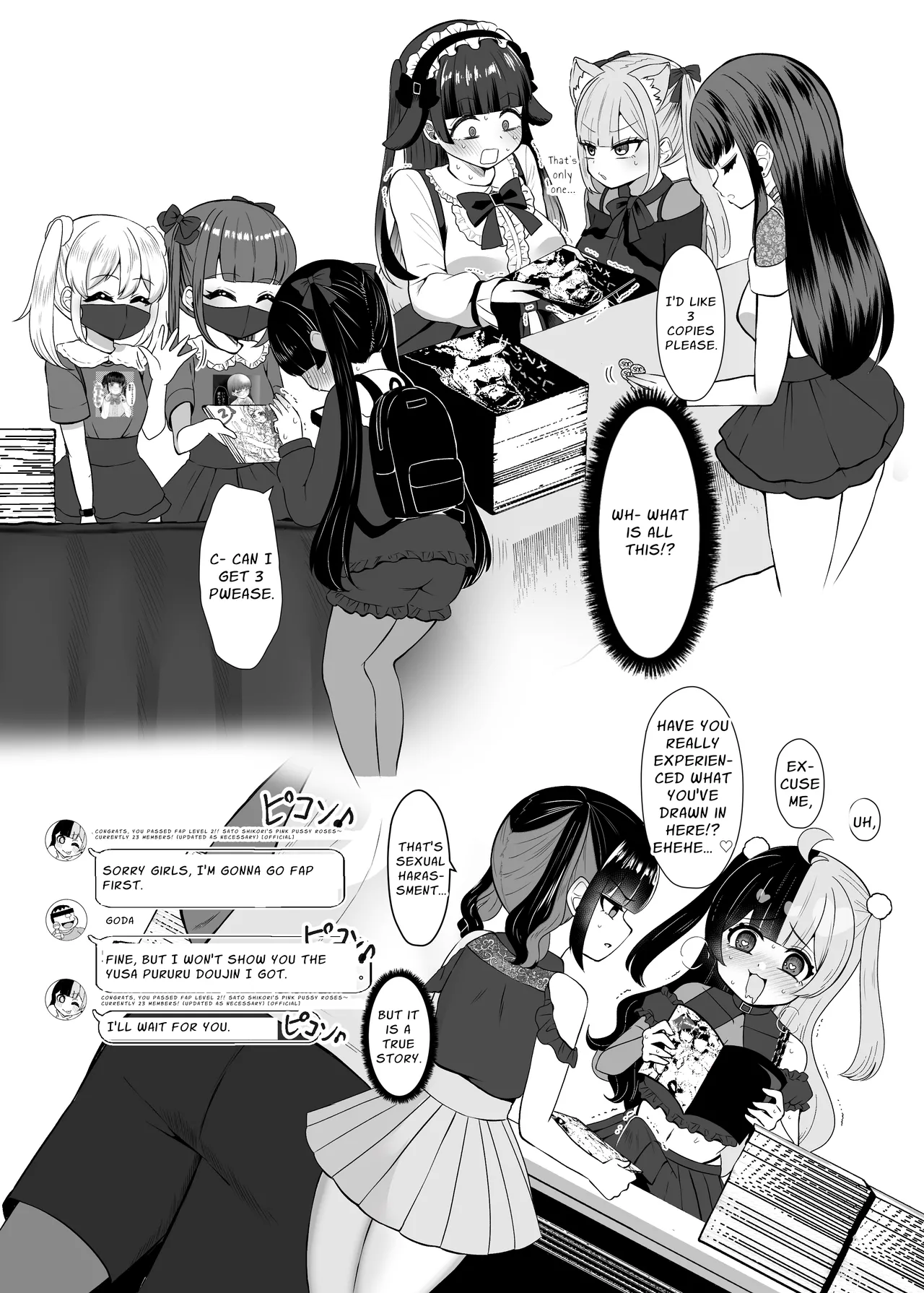 Three Dick Girls Jerked Off To Their Summer Comiket Loot, Fucked, And Then Did It Again page 7