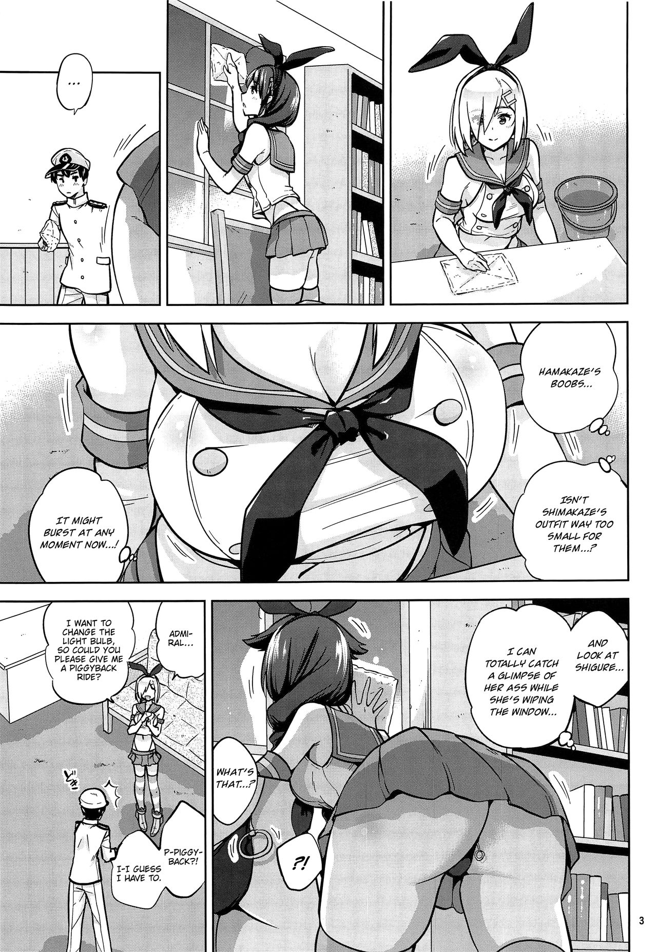 Together with Shigure and Hamakaze Wearing Zekamashi outfits. page 4