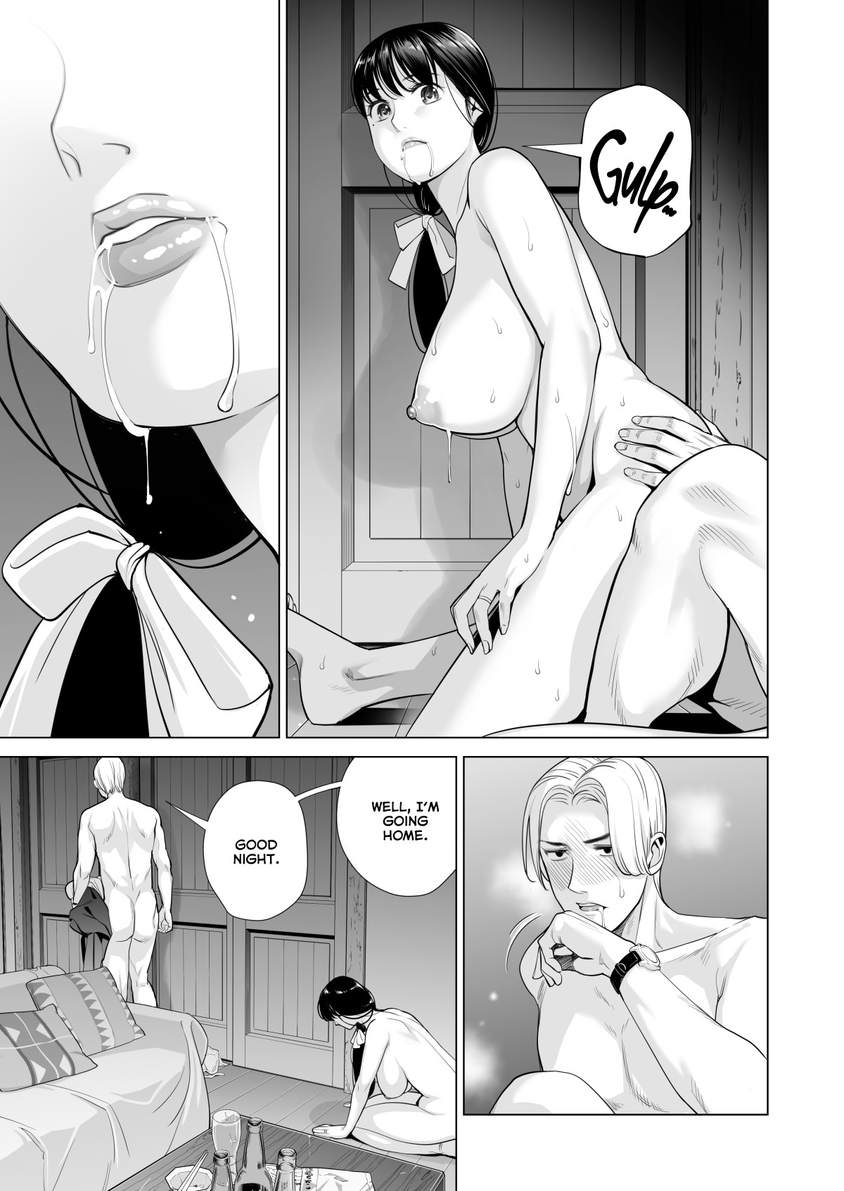 Tsukiyo no Midare Zake (Zenpen) Moonlit Intoxication ~ A Housewife Stolen by a Coworker Besides her Blackout Drunk Husband ~ Chapter 1 page 60