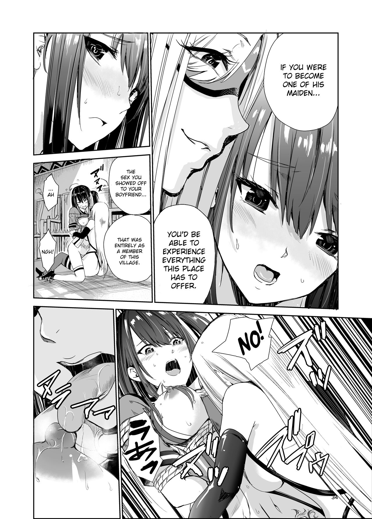 Tsuyagari Mura 4 ~Kareshi o Mamoru Tame Hikyou no Mura de Kyousei Gohoushi & NTR Sex~ page 33