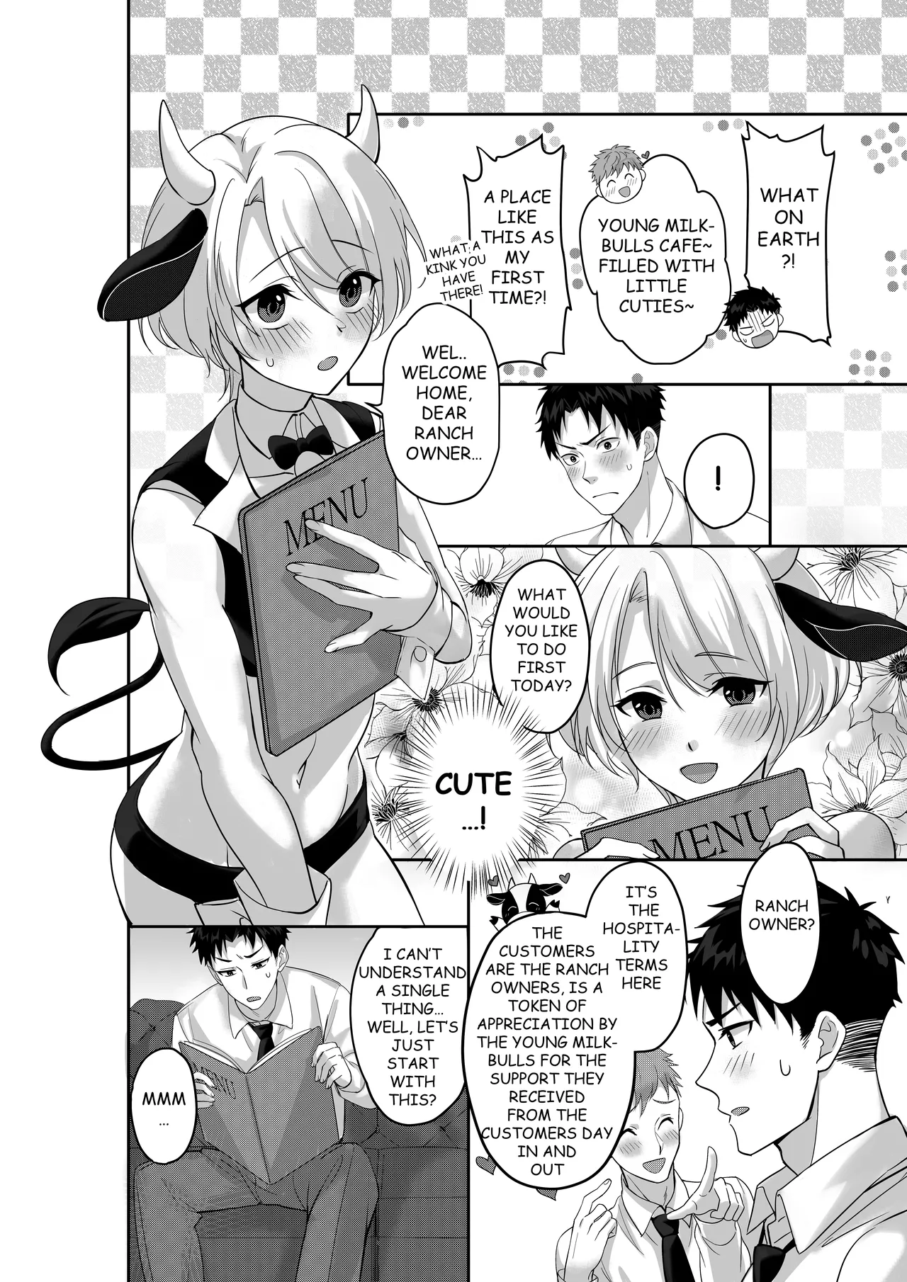 WELCOME TO MILK BULLS CAFE PLEASE INDULGE TO THE TWIN MILK BULLS’ EXTRA THICK YET EROTIC MILK page 3