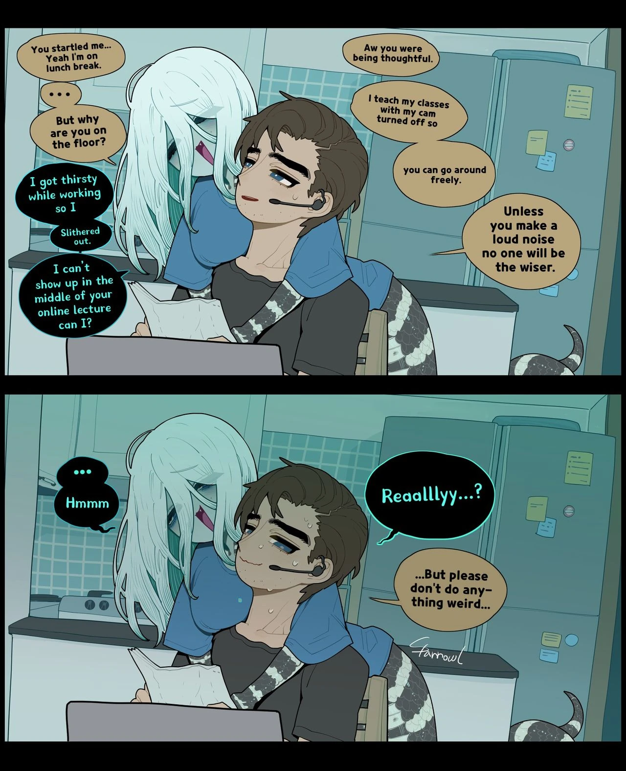 Wholesome diligent husband x Lewd sleepy Snake wife page 14