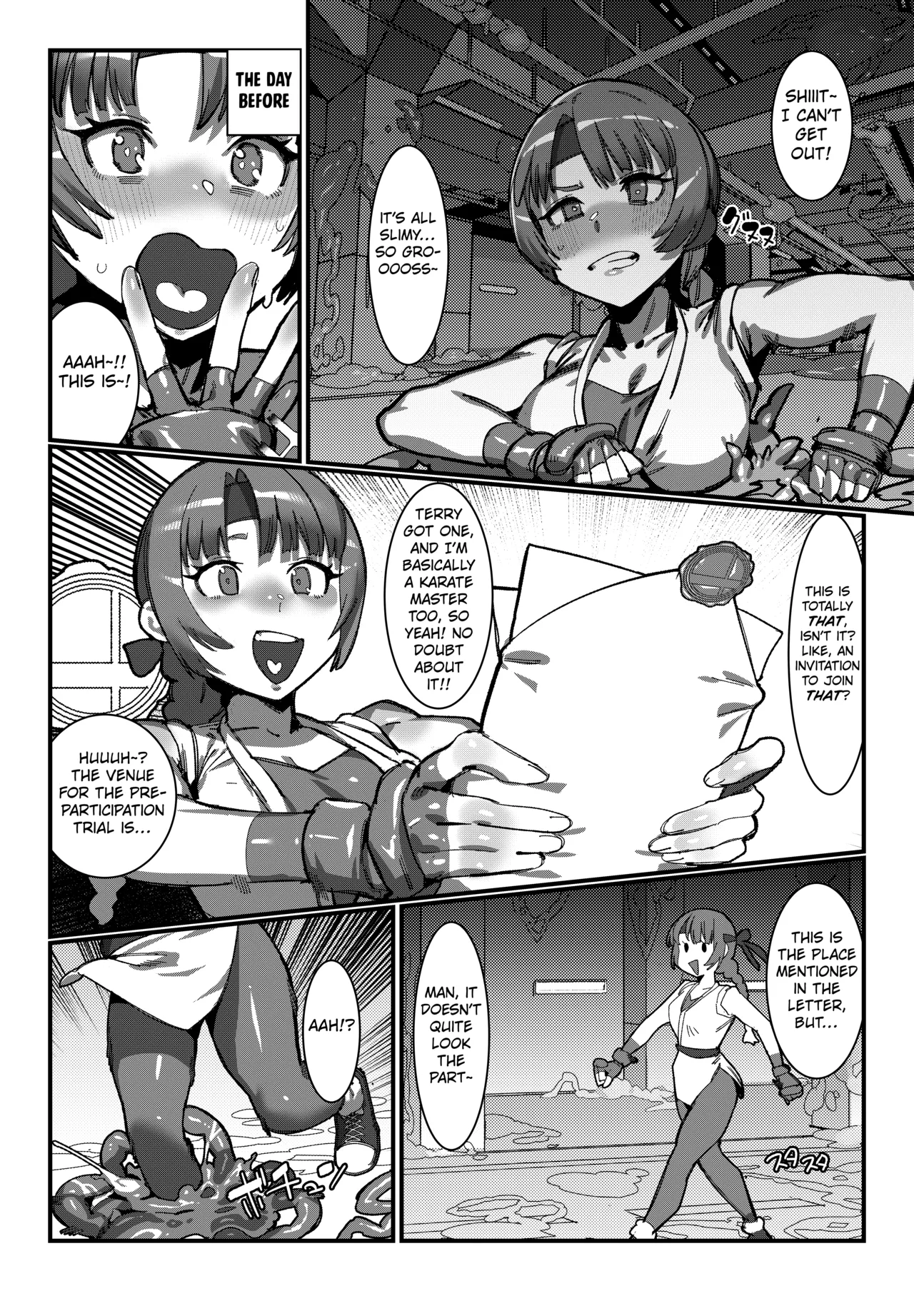 Yuri and Mai from KOF fall into a  tentacle trap disguised as the floor page 1