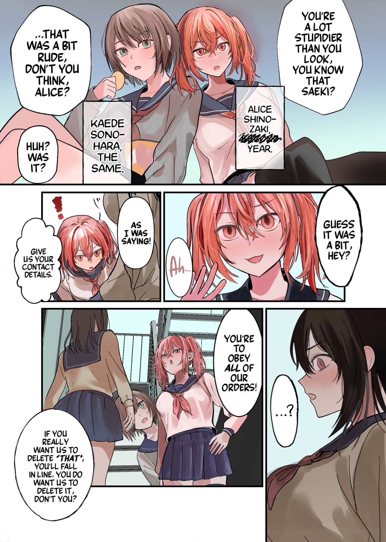 Yuutousei Mazomesu JK, Futanari Onabare~ Ijimekko ni Hasamare Sakuseitaikyuu! page 14